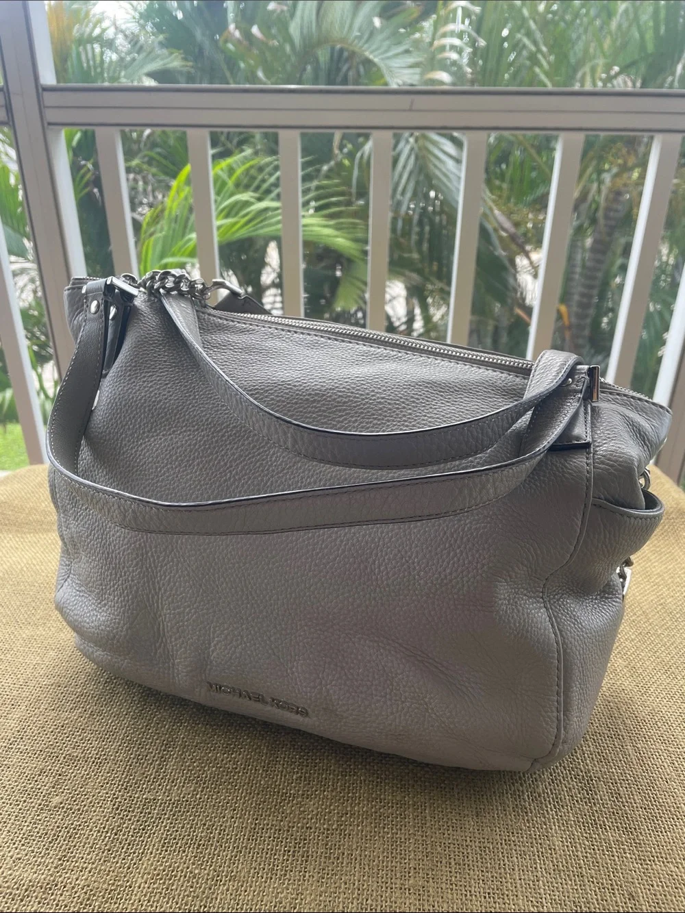 Michael Kors pebbled Leather  Handbag  Pearl Gray